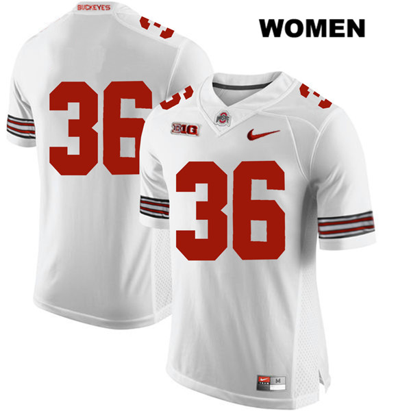 Ohio State Buckeyes Women's K'Vaughan Pope #36 White Authentic Nike No Name College NCAA Stitched Football Jersey YT19H78YL